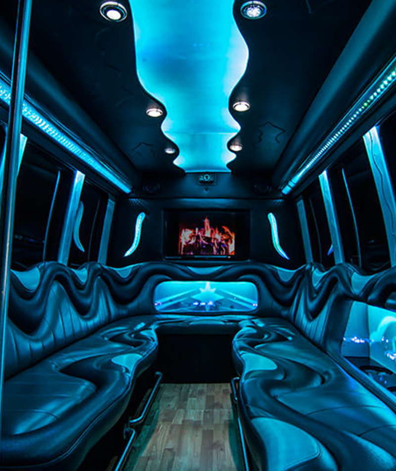inside a luxurious party bus