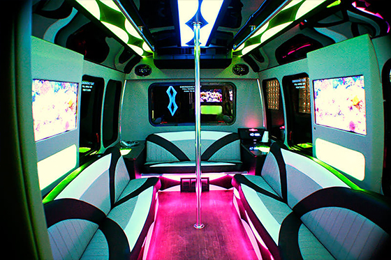 colored lighting on limo bus